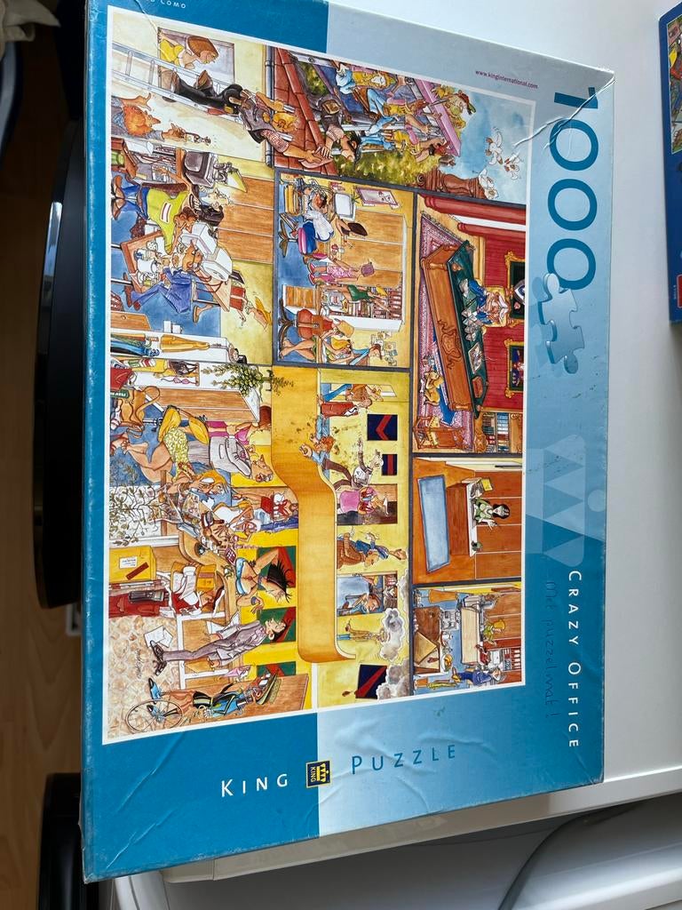 King Puzzel Crazy Office 1000 stukjes, Ophalen of Verzenden, 500 t/m 1500 stukjes, Gebruikt, Legpuzzel