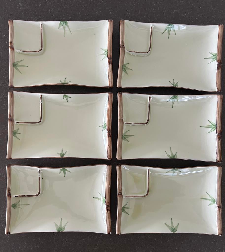 6 bamboe sushi bordjes, Ophalen of Verzenden, Zo goed als nieuw, Bord(en), Overige stijlen