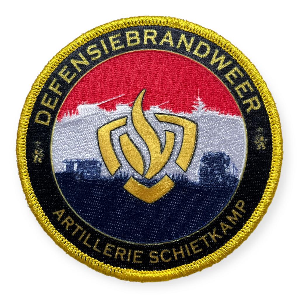 Patch met Velcro DEFENSIEBRANDWEER ARTILLERIE SCHIETKAMP, Ophalen of Verzenden, Landmacht, Nederland, Embleem of Badge