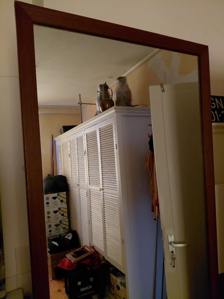 Spiegel zeer groot, Antiek en Kunst, Antiek | Spiegels, 50 tot 100 cm, 200 cm of meer, Rechthoekig, Ophalen