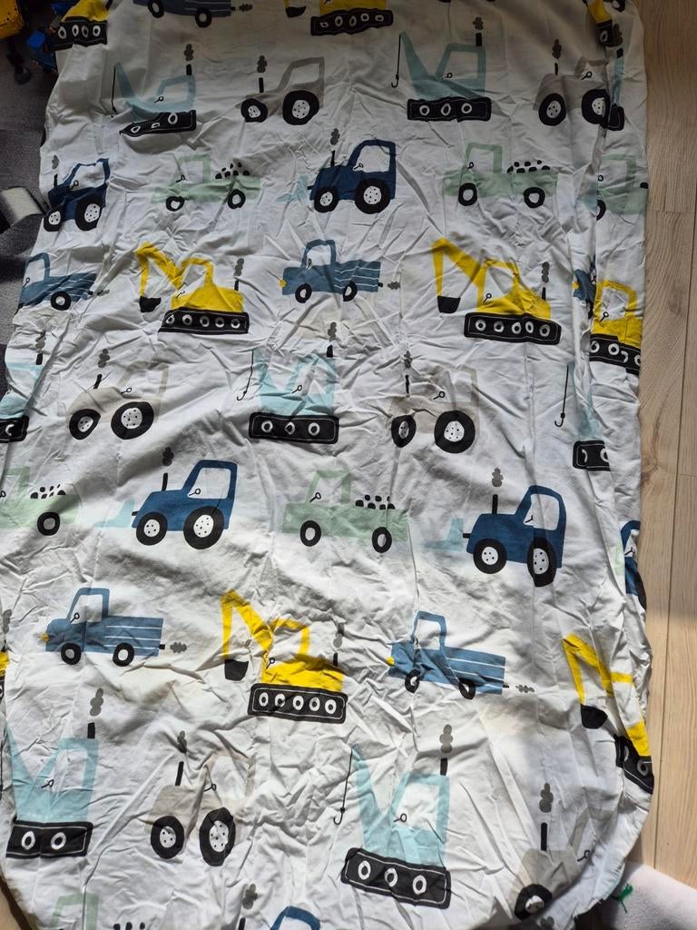Dekbedovertrek met bouwvoertuigen print, Ophalen of Verzenden, Eenpersoons, Dekbedovertrek