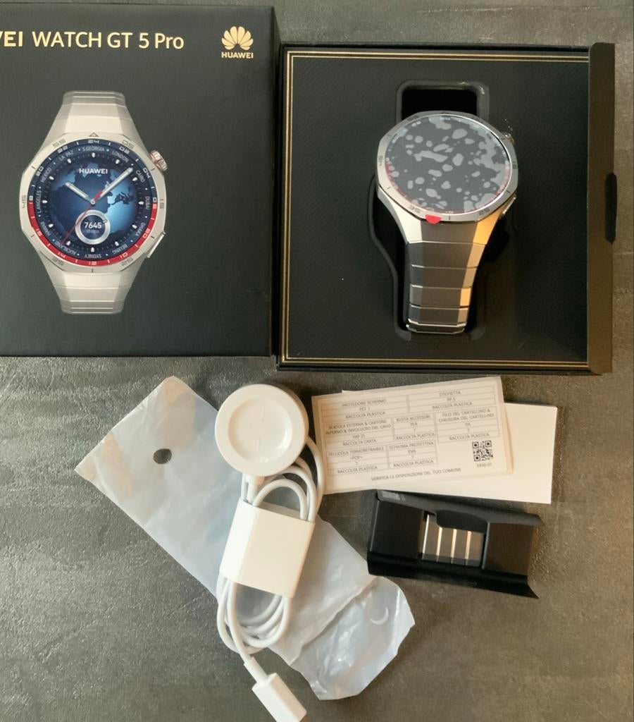 HUAWEI WATCH GT5 Pro 46mm Titanium Horlogeband, Sieraden, Tassen en Uiterlijk, Smartwatches, Ophalen of Verzenden, Nieuw, Zilver