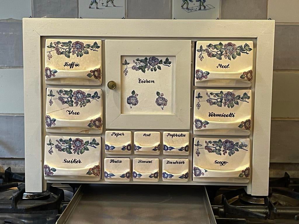 Antiek keramisch kruidenkastje - decoratie/restauratie, Ophalen of Verzenden