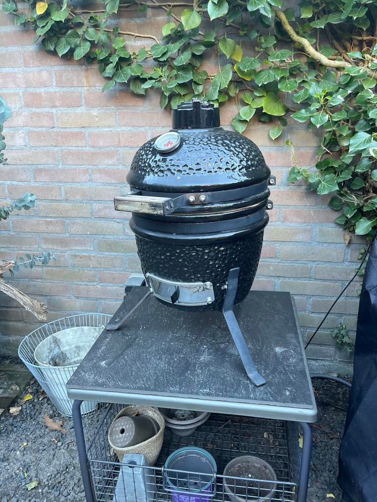 Mini kamado BBQ grill chef, Tuin en Terras, Houtskoolbarbecues, Ophalen, Gebruikt
