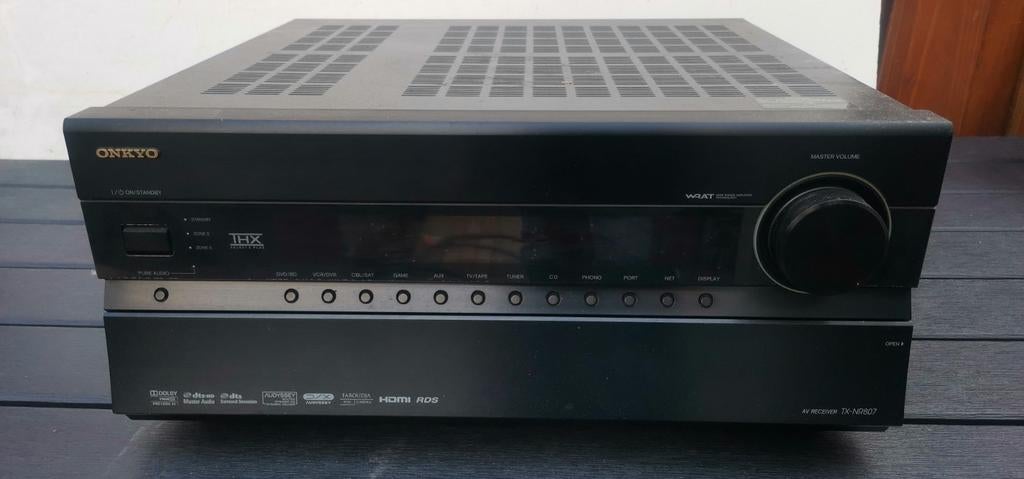 Onkyo TX-NR807 AV Receiver - LET OP, KAPOT!, Ophalen of Verzenden, 120 watt of meer, Onkyo, Gebruikt