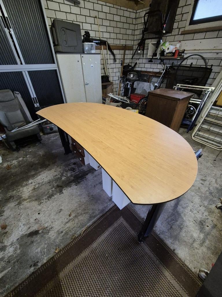 Gebruikt bureau met ladeblok - ideaal voor thuiskantoor, Huis en Inrichting, Bureaus, Gebruikt, Hout, Bruin, Ophalen of Verzenden