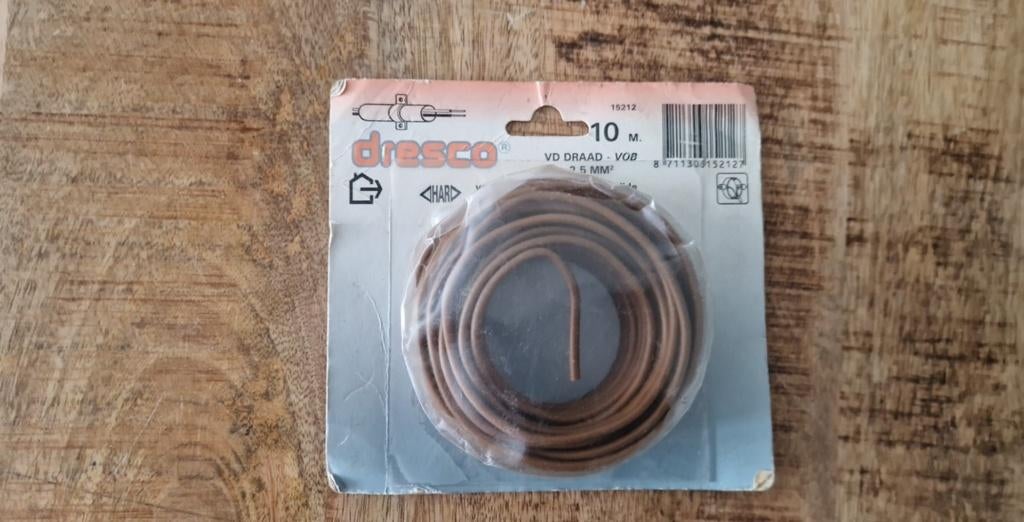 Installatiedraad – VD fasedraad draad – 2.5 mm² – 10 m – br, Ophalen of Verzenden, Zo goed als nieuw, Kabel of Snoer