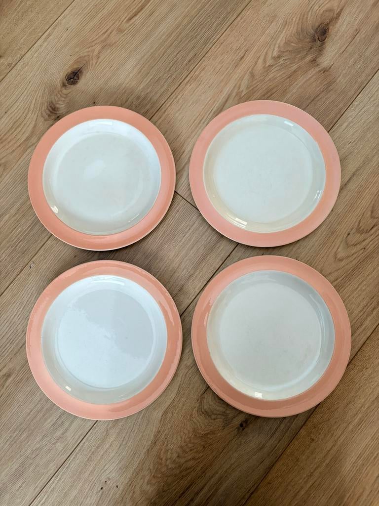 4 diner borden - Heratux Boch Freres Belgium, Ophalen of Verzenden