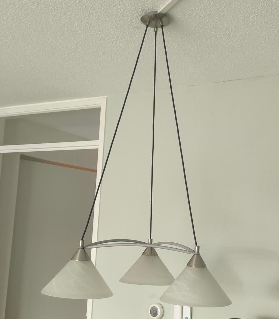 Hanglamp met 3 kelken, geborsteld rvs, Ophalen of Verzenden
