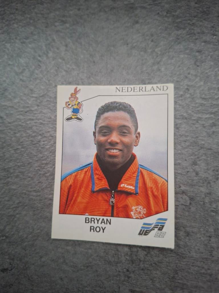 Panini sticker Euro 92 Zweden. Speler Bryan Roy Nederland., Verzenden, Zo goed als nieuw, Sticker