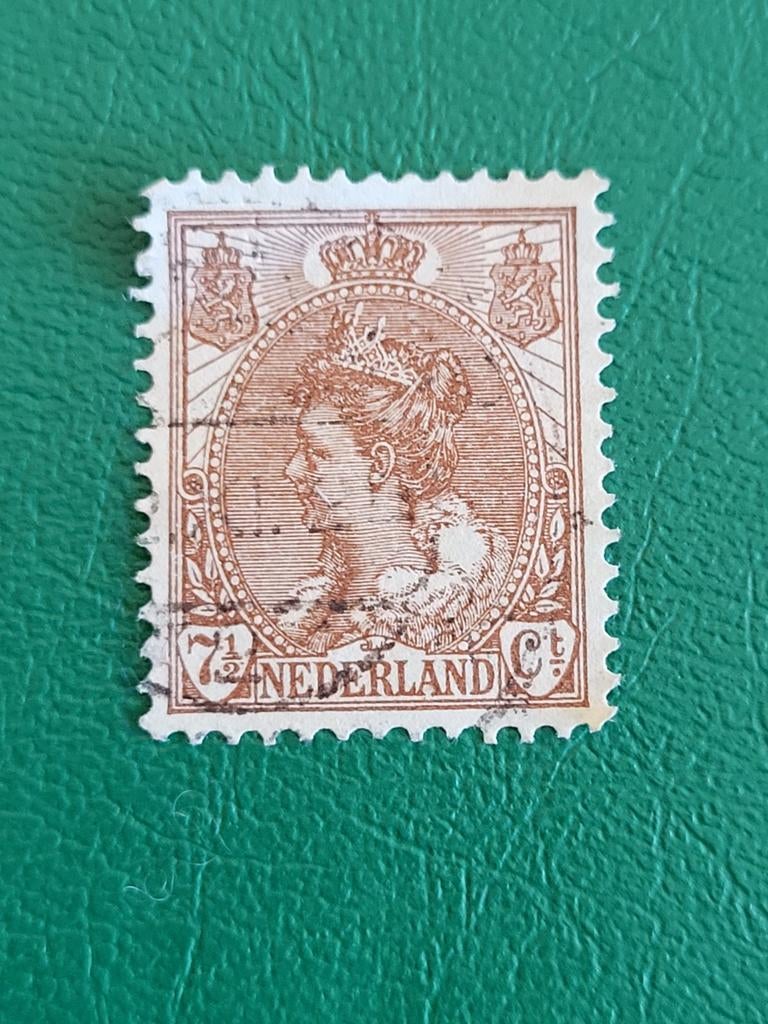 Postzegel Koningin Wilhelmina met bontkraag 7,5 cent, Postzegels en Munten, Ophalen of Verzenden, T/m 1940, Gestempeld