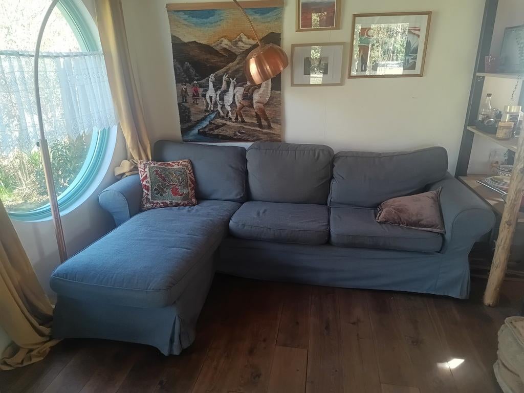 Grijze hoekbank met chaise longue Ikea ektorp, Ophalen of Verzenden, Gebruikt