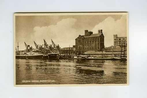 scheepvaart-foto/kaart-IJMUIDEN-VELSEN-papierfabriek, Ophalen of Verzenden, 1940 tot 1960, Gelderland