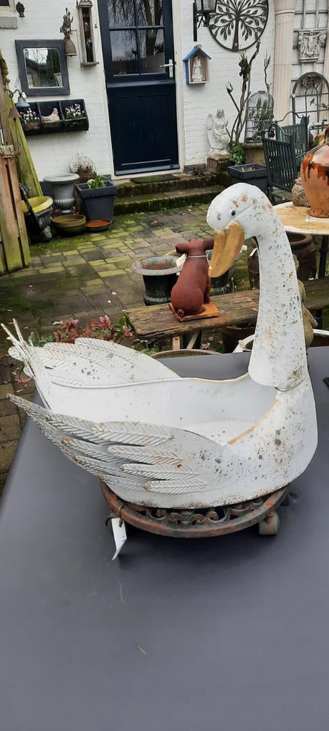 Decoratieve Zwaan Plantenbak/Tuinbeeld, Ophalen of Verzenden, Gebruikt, Metaal, Dierenbeeld