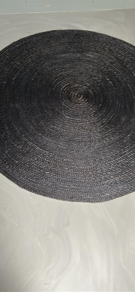 Sisal handgemaakt zwart vloerkleed 1.50m rond, Ophalen, Zwart, 150 tot 200 cm, Rond