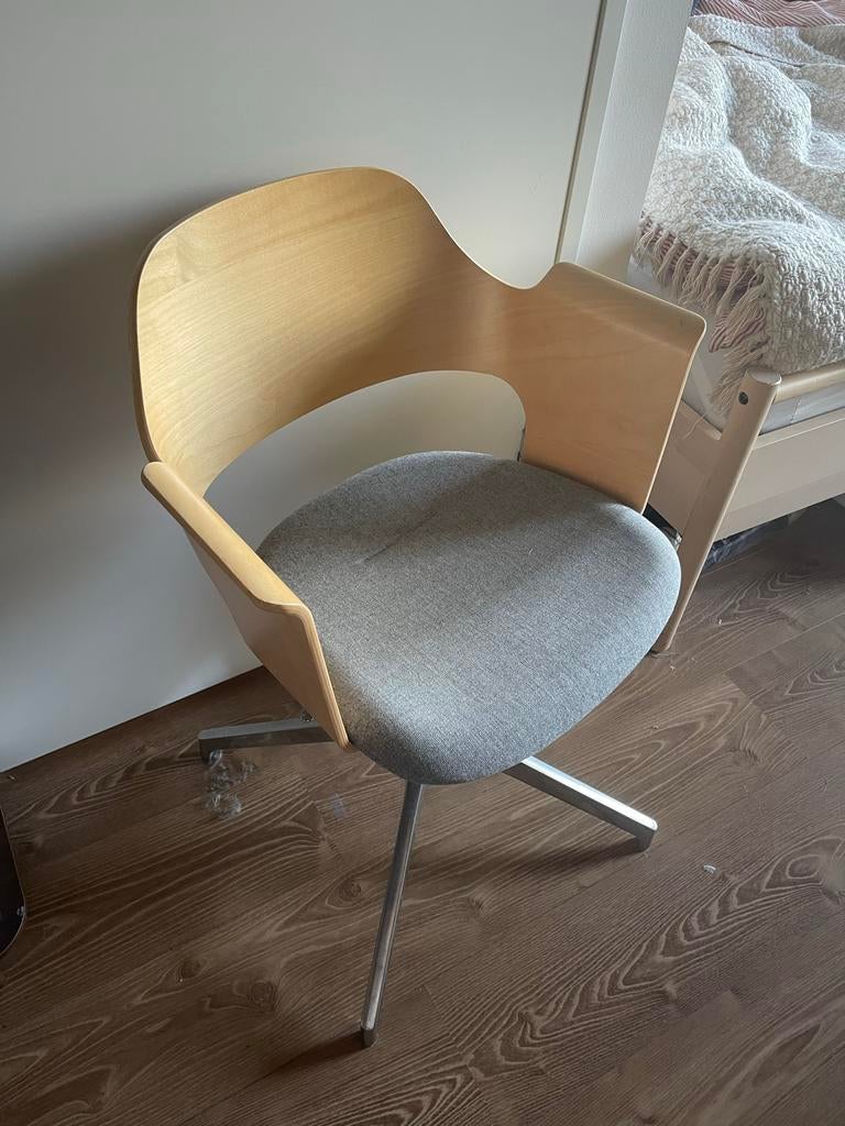 Ikea Fjällberget houten bureaustoel, Ophalen of Verzenden, Gebruikt, Grijs, Bureaustoel
