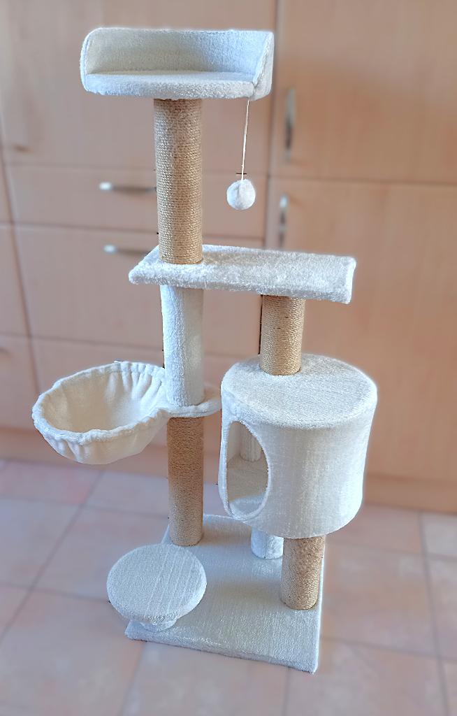 Fijn wit-creme krabmeubel met veel verdiepingen/ligplekjes, Ophalen, Krabpaal