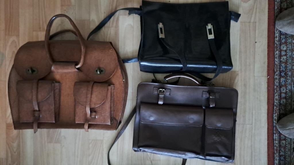 Drie leren tassen, Sieraden, Tassen en Uiterlijk, Tassen | Schoudertassen, Ophalen of Verzenden