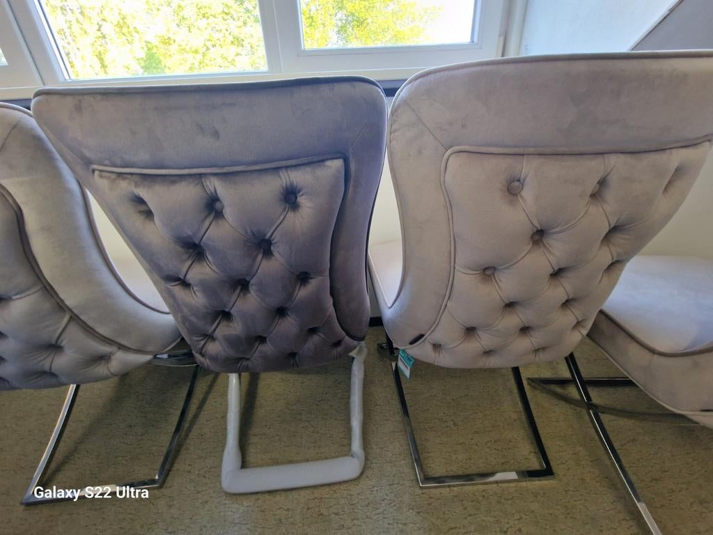 Nieuwe Richmond Stoelen Khaki Velvet & Grijz, Ophalen, Nieuw, Vier, Modern