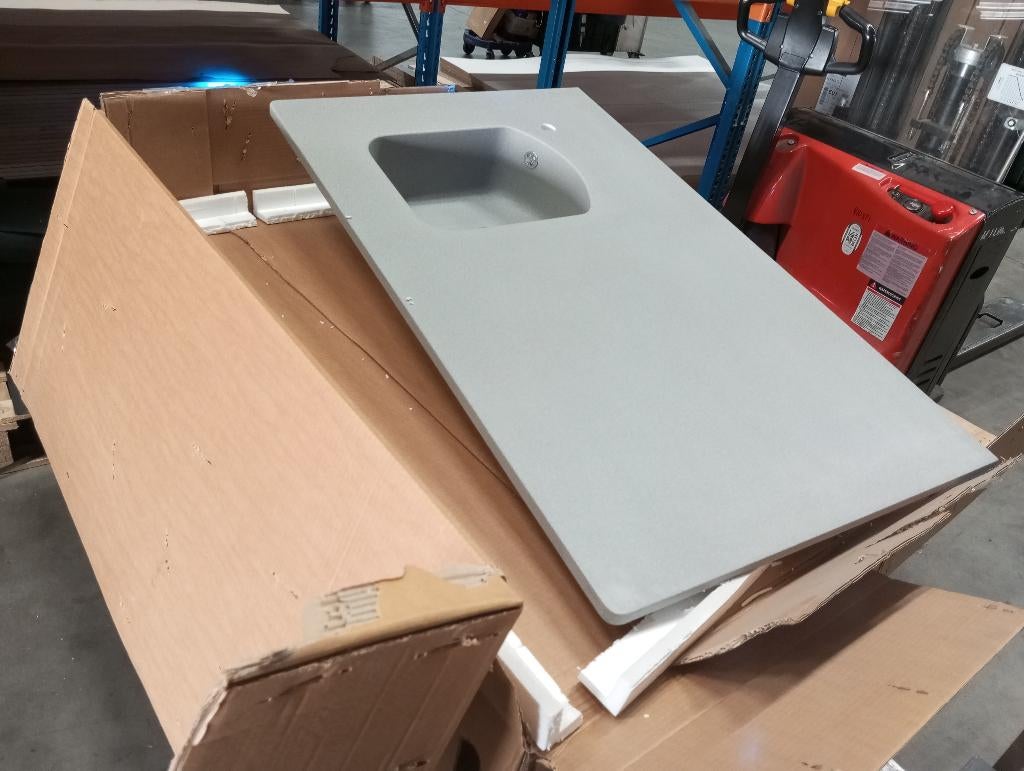 hard kunststoffen aanrechtblad met vaste spoelbak, Ophalen, 100 tot 150 cm, 75 cm of meer, Nieuw