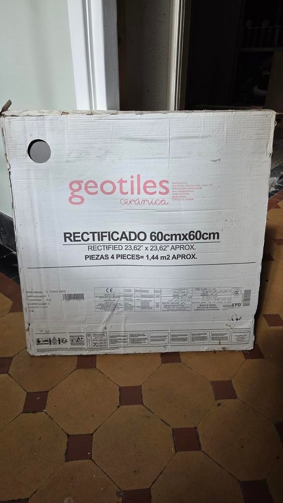 Geotiles Rectificado 60x60 cm Tokio Gris - 3 tegels, Ophalen, 60 cm of meer, Zo goed als nieuw, Minder dan 5 m²