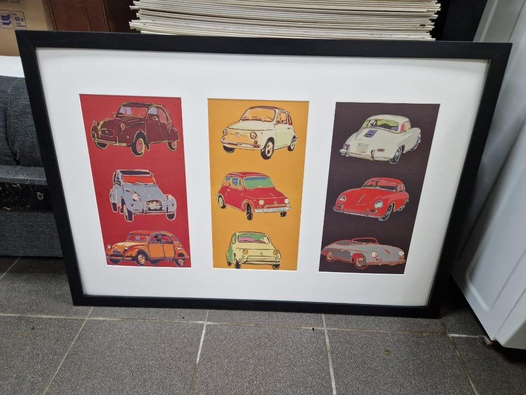 Rod neer citroen 2cv fiat 500 porsche 356 (print), 50 tot 75 cm, Ophalen of Verzenden, 75 tot 100 cm, Print