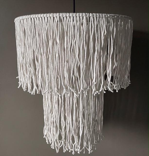 Mooie hanglamp kroonluchter zandkleur boho landelijk Ibiza, Ophalen of Verzenden, Nieuw, Minder dan 50 cm