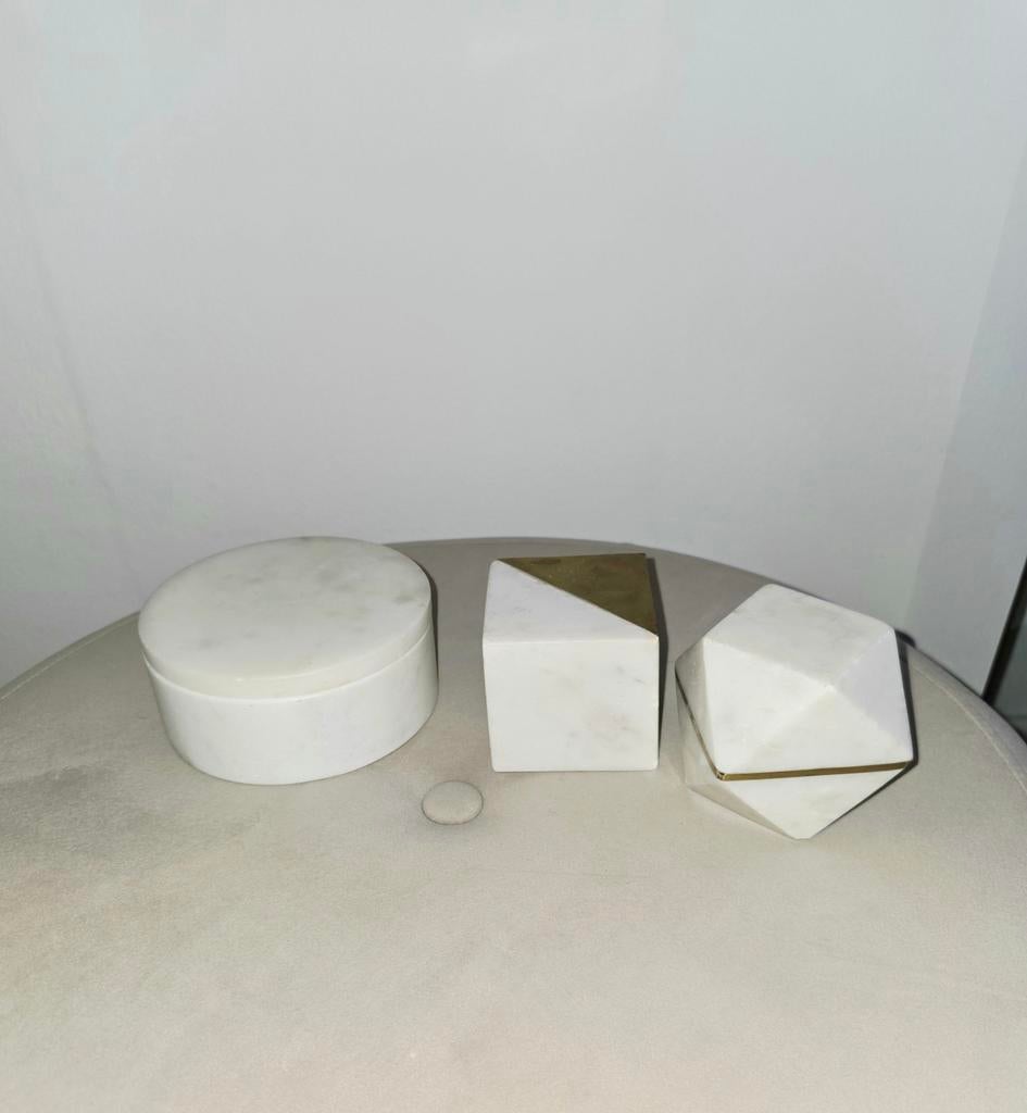 Marmeren pot met deksel en presse papier objecten H&M home, Ophalen