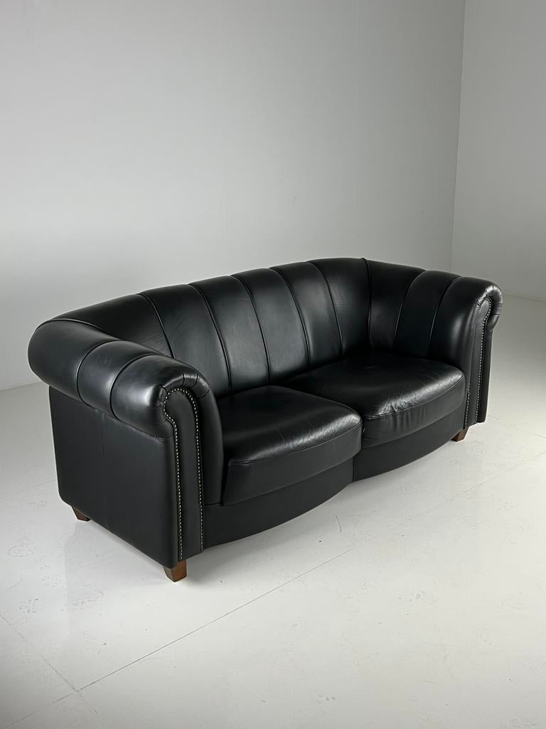 Sofa bank zwart leder klassiek Joris