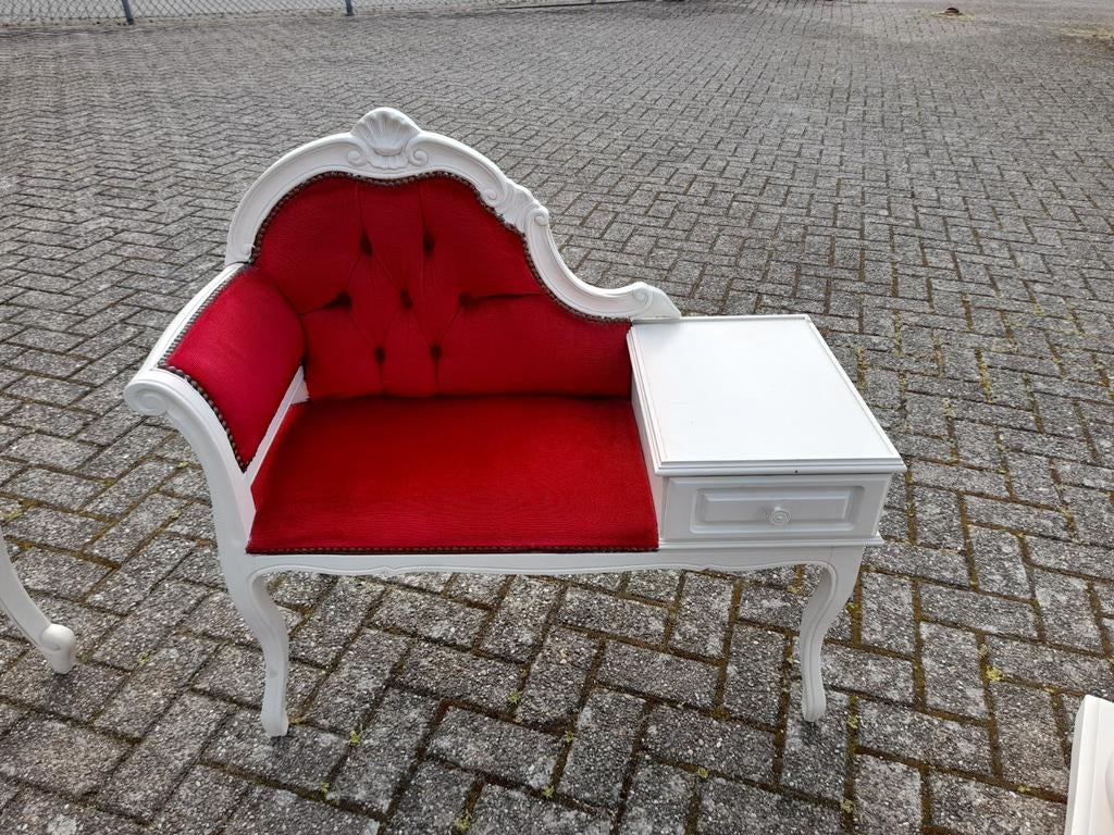 Brocante telefoon bankje in een zeer goede staat, Antiek en Kunst, Antiek | Meubels | Stoelen en Banken, Ophalen of Verzenden