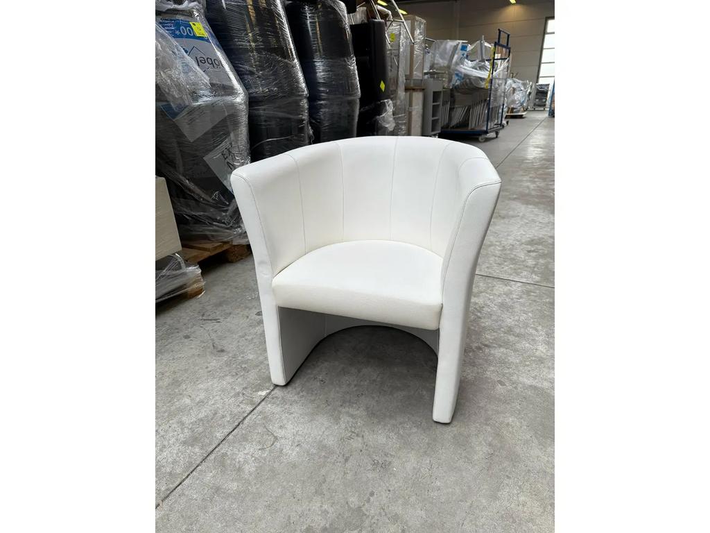 Lederen Kuipstoel wit / clubstoel, Ophalen, Zo goed als nieuw, Minder dan 50 cm