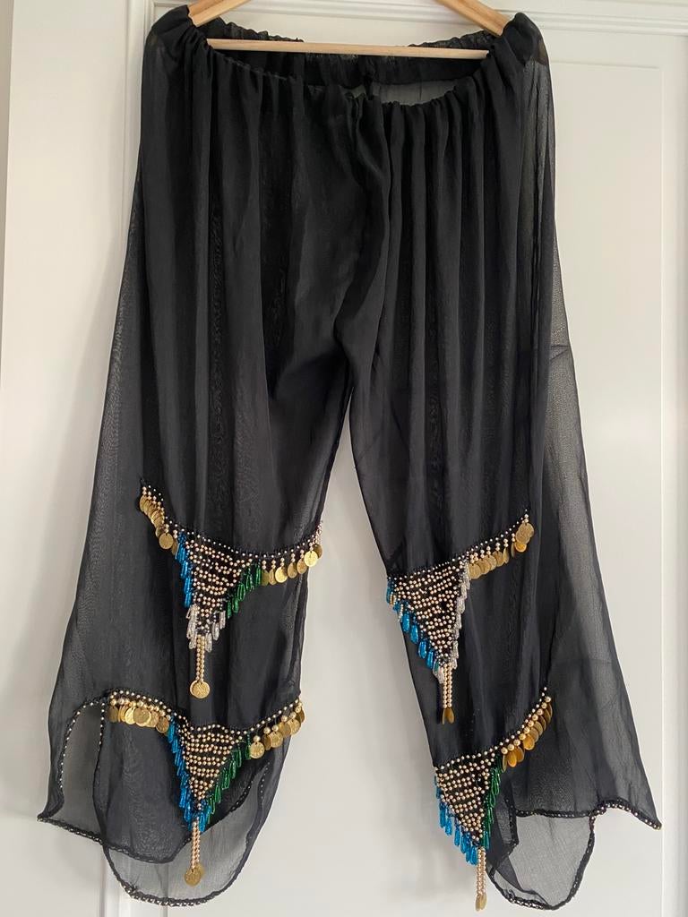 Doorschijnende broek buikdanseres carnaval, Ophalen of Verzenden, Zo goed als nieuw, Maat 38/40 (M), Carnaval