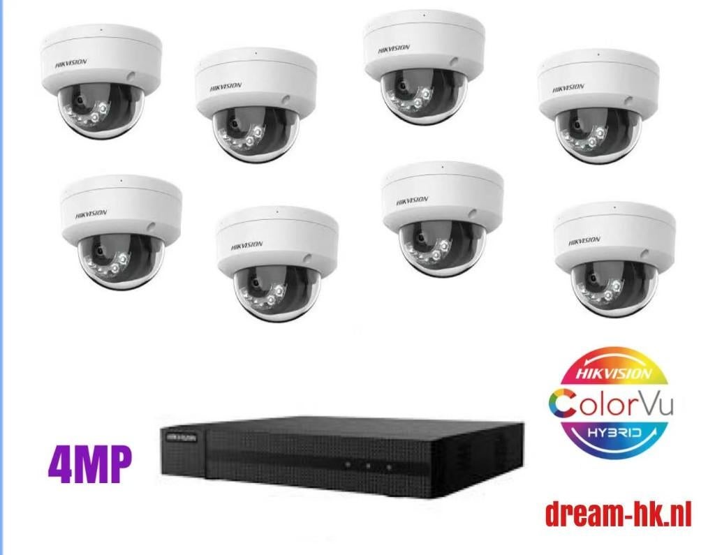 4MP Hikvision Smart Hybrid Light IP PoE set, Ophalen of Verzenden, Nieuw, Buitencamera