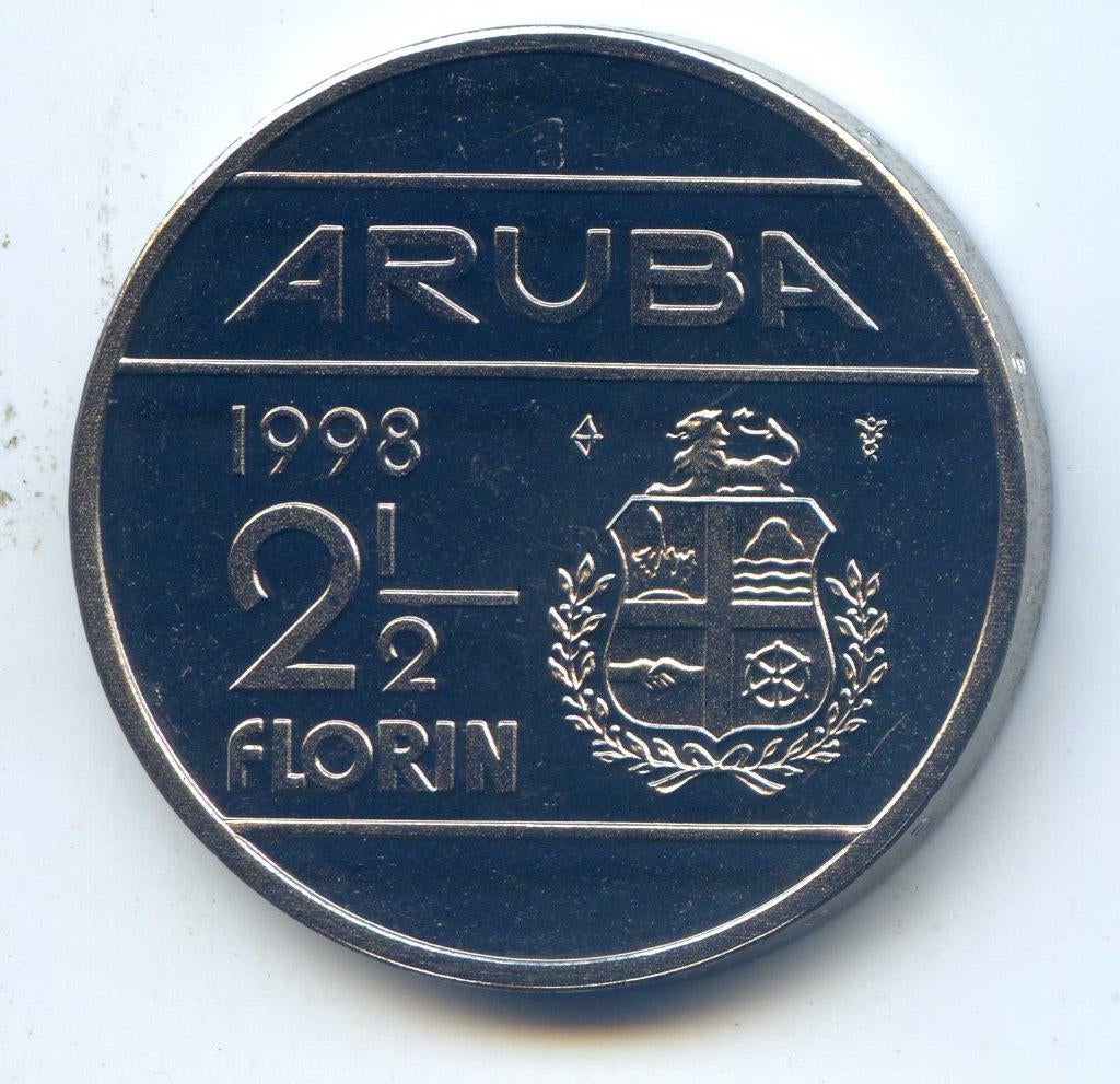 Aruba 2,5 Gulden 1998 Oplage 8.000, Verzenden, Koningin Beatrix, 1 gulden