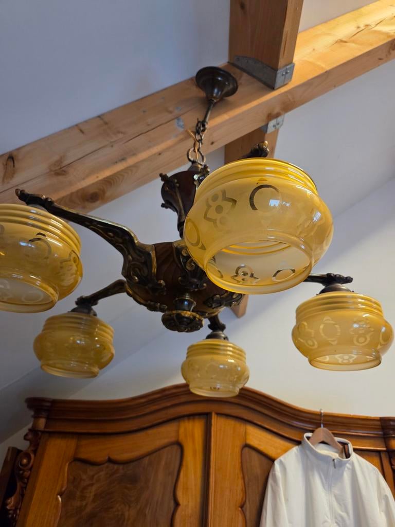 Prachtige gave antieke hanglamp, Ophalen