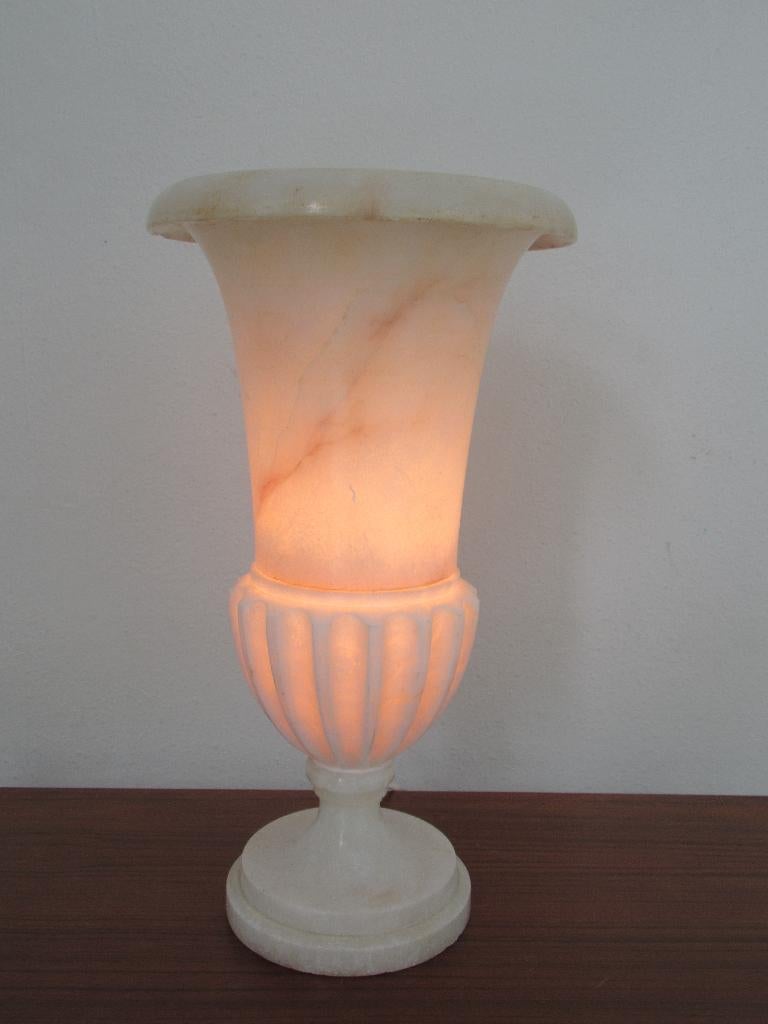 vintage marmeren, albast vaaslamp, Ophalen, Gebruikt, Overige materialen, Minder dan 50 cm