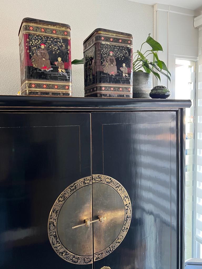 Chinese japanse brocante oude thee blikken set van 2, Verzamelen, Blikken, Ophalen of Verzenden, Gebruikt, Thee, Overige merken