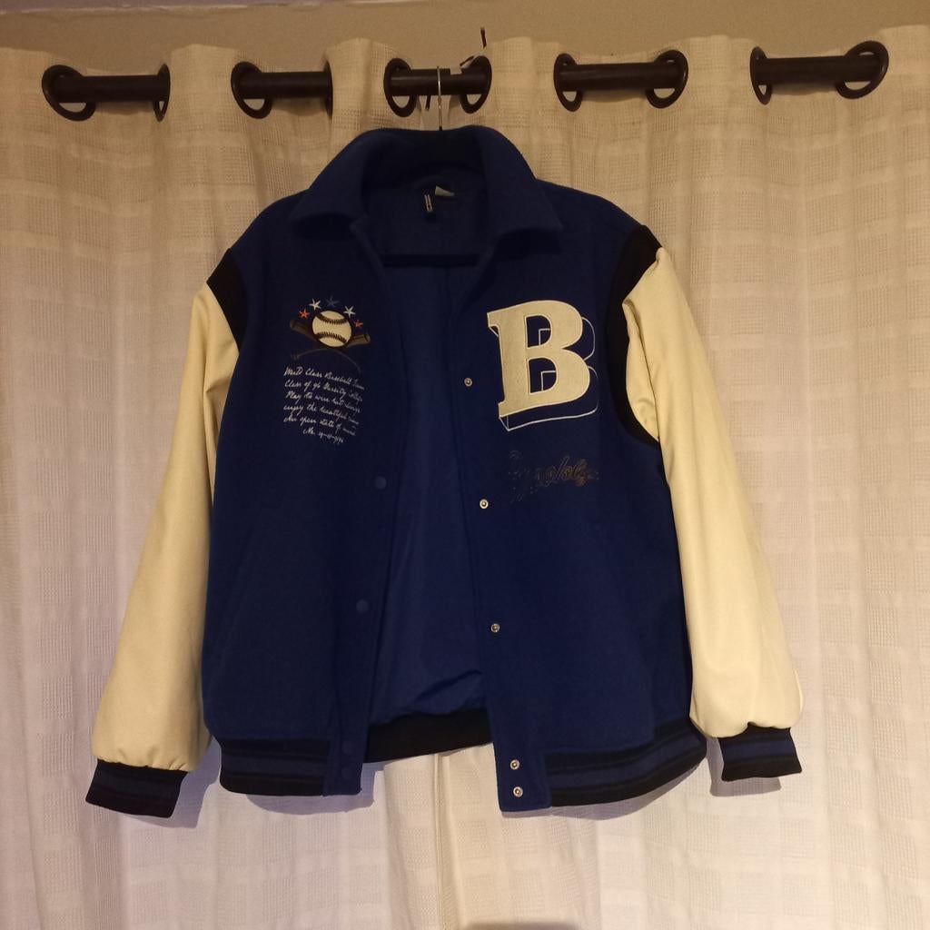 Honkbal bomberjack, Maat 38/40 (M), H&M, Wit, Ophalen of Verzenden