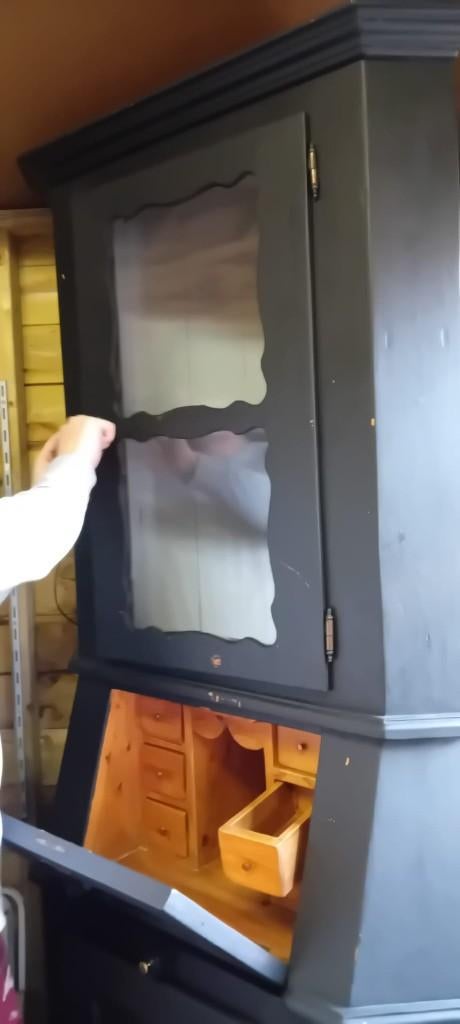 Zwarte hoekkast, Ophalen, Gebruikt, Met klep(pen), 200 cm of meer