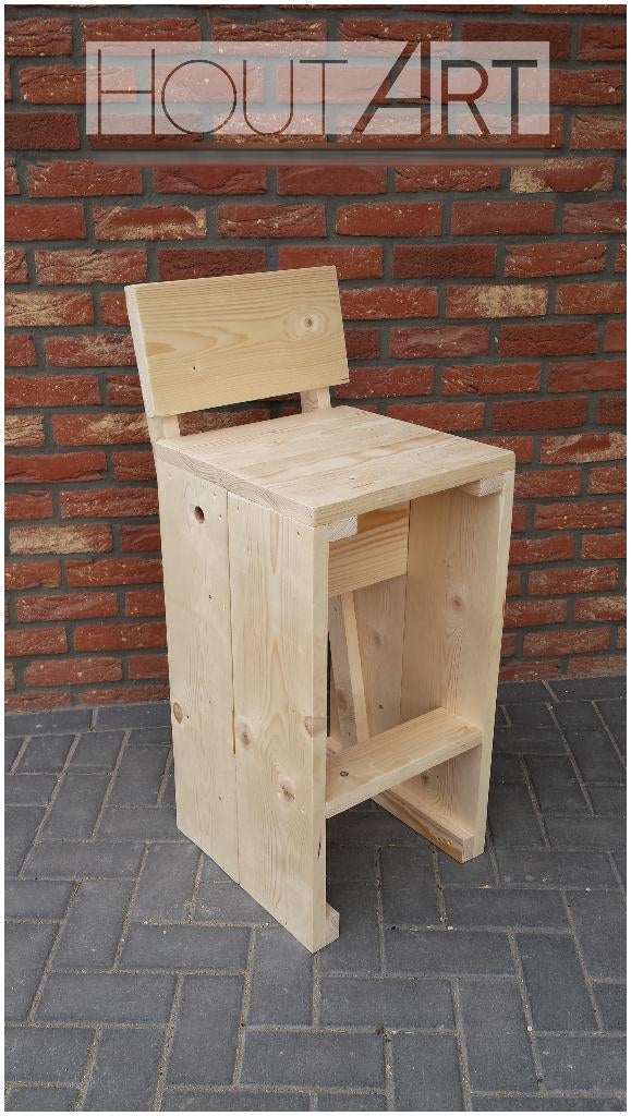 Barkruk van STEIGERHOUT! Met rugleuning, 5 krukken of meer, Hoeves 3 in schijndel, Met voetsteun, Nieuw