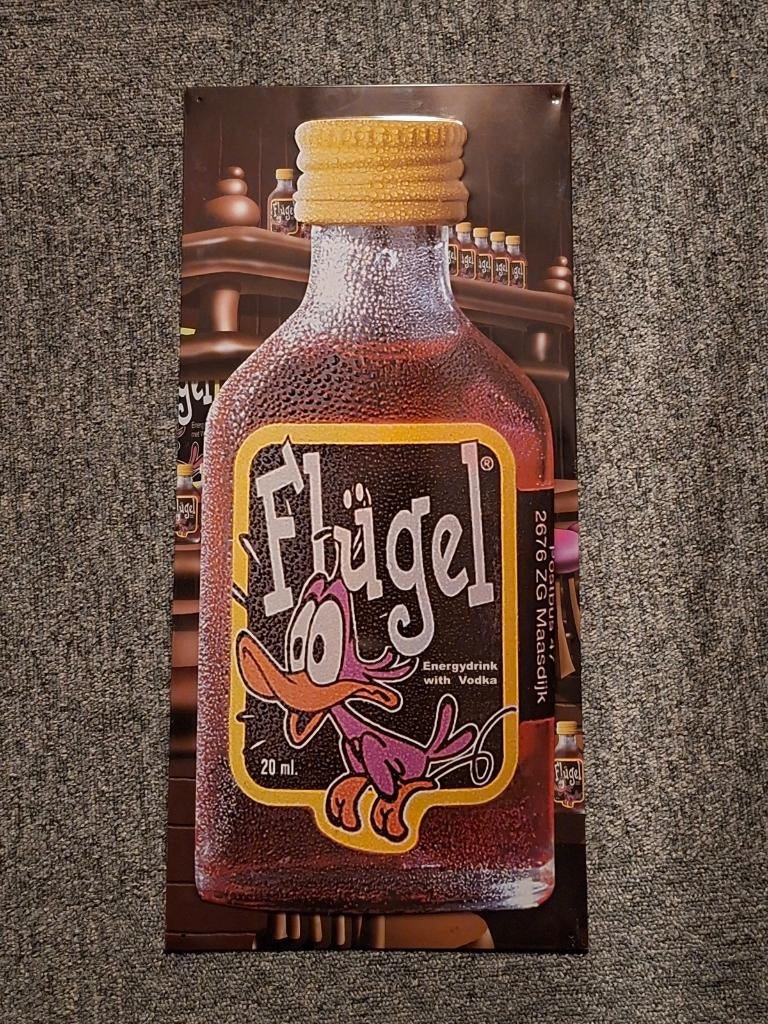 Flugel blikken bord 26 x 58 cm, Ophalen of Verzenden, Zo goed als nieuw, Reclamebord