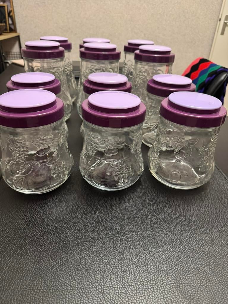 Set van 12 grote en 6 kleine glazen voorraadpotten, Huis en Inrichting, Keuken | Potten en Pannen, Zo goed als nieuw, Pot, Bus of Blik