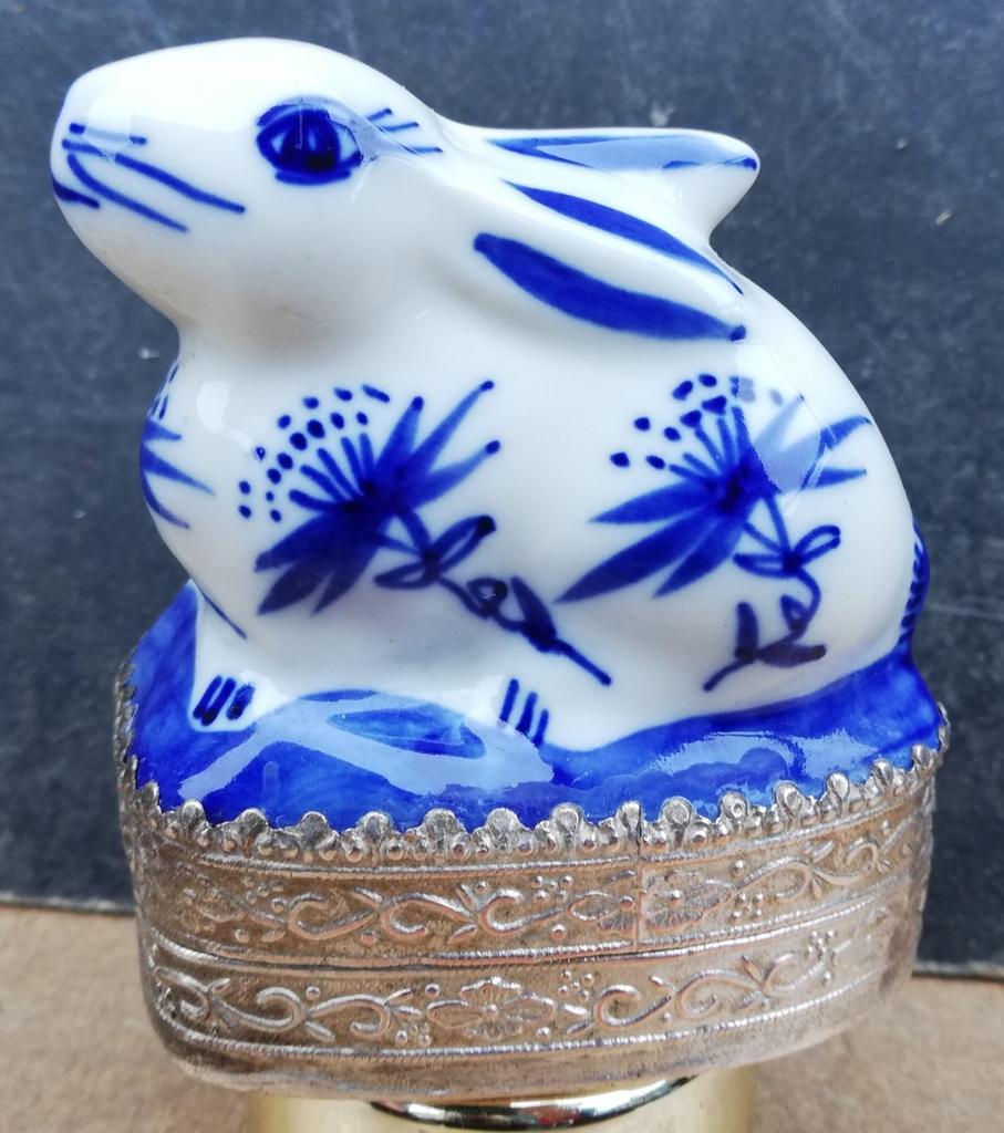 Haas. Trinket box. Porselein/metaal. Vintage. 8 cm., Ophalen