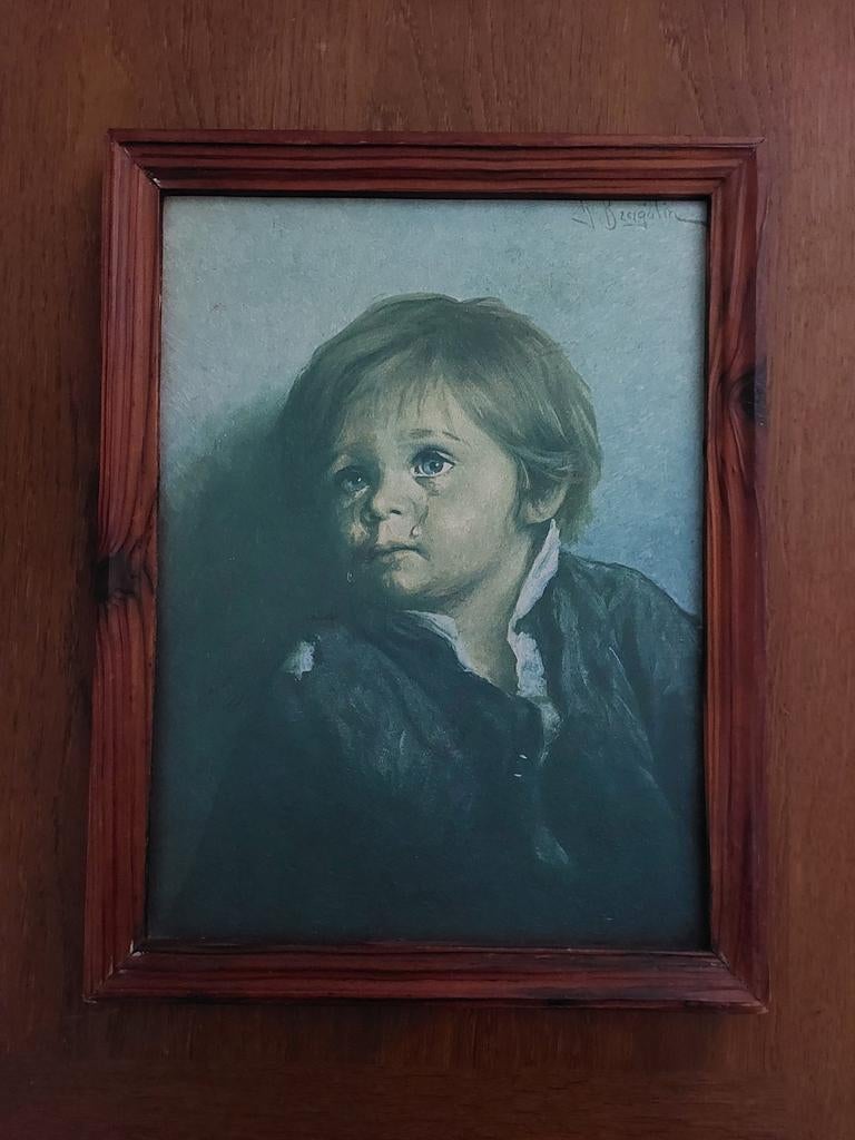 Schilderij bragolin van huilend jongetje, Ophalen of Verzenden