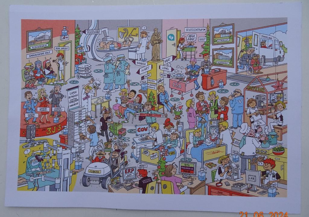 St Antonius-ziekenhuis: comic puzzel 1000 st, Ophalen of Verzenden, 500 t/m 1500 stukjes, Zo goed als nieuw, Legpuzzel