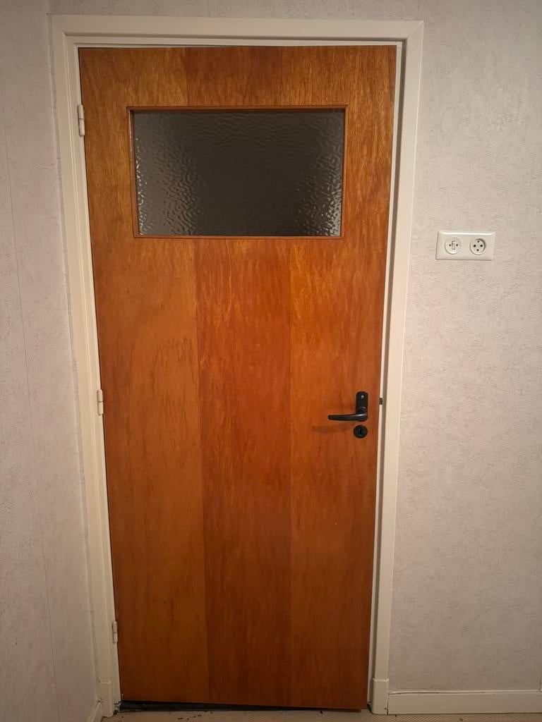 Partij originele houten binnendeuren | jaren 60/70, Doe-het-zelf en Verbouw, Ophalen, Binnendeur, 200 tot 215 cm, Glas