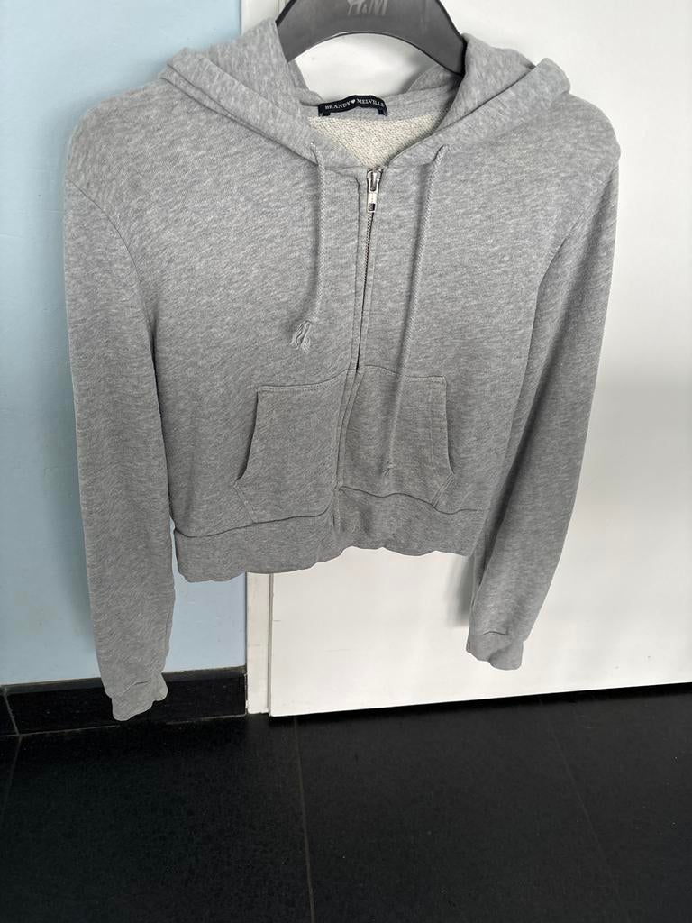 Lichtgrijze Brandy Melville sweater vest kort one size, Ophalen of Verzenden, Zo goed als nieuw, Maat 36 (S), Grijs