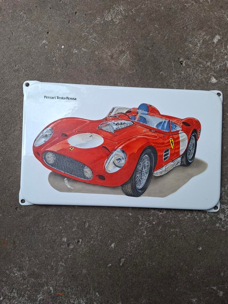 Ferrari Testa Rossa Emaille Reclamebord, Ophalen of Verzenden