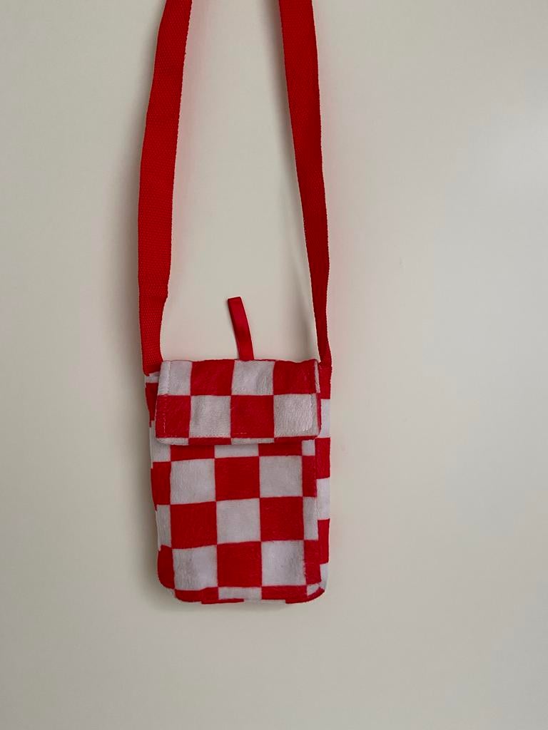 Leuke Tasje Brabants Bont rood wit geblokt, Ophalen of Verzenden, Zo goed als nieuw, Carnaval