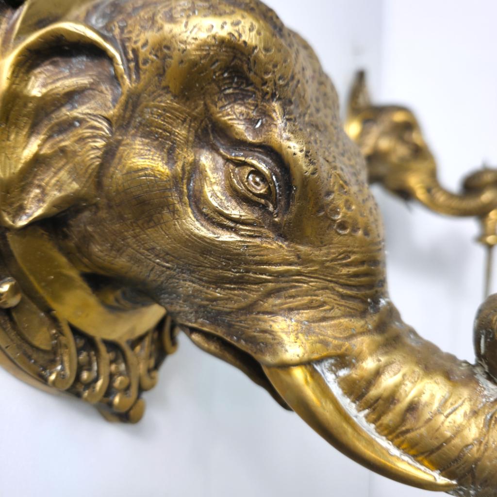 Set art deco messing wandkandelaren olifant XL regency, Antiek en Kunst, Antiek | Kandelaars, Ophalen of Verzenden, Koper of Brons